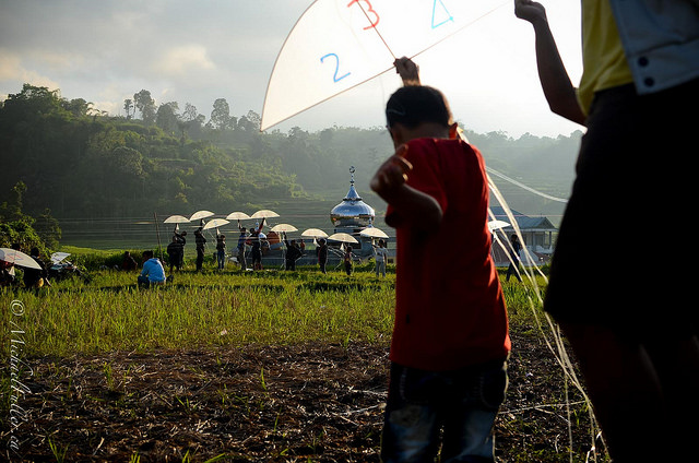 A kite ('layang layang') competition in rural Sumatra.